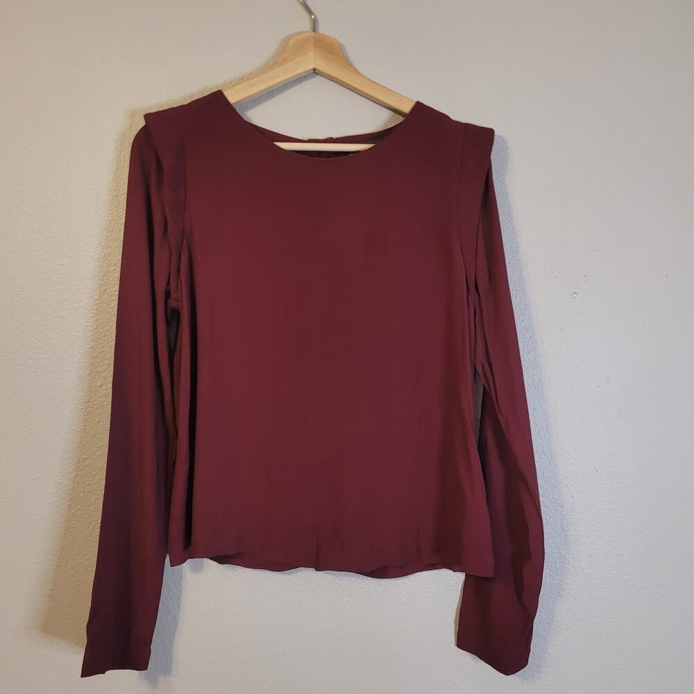 ASTR the Label Shirt Womens XS‎  Maroon Long Sleeve Back Buttons Career Wear